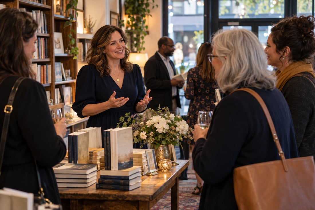 An author meeting readers at an independent bookstore event