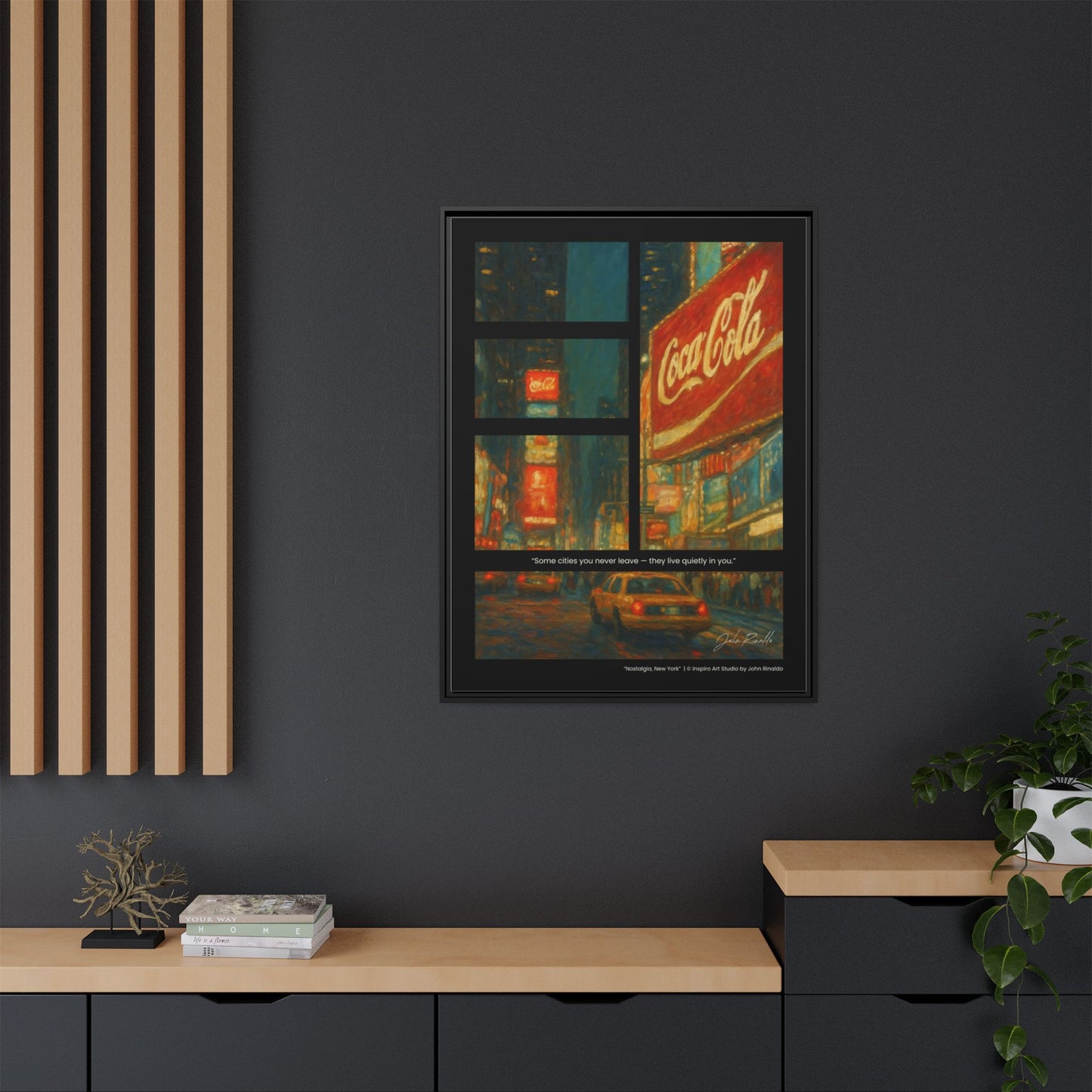 “Nostalgia, New York” – Reflections Collection Framed Matte Canvas Print | Inspiro Art Studio by John Rinaldo