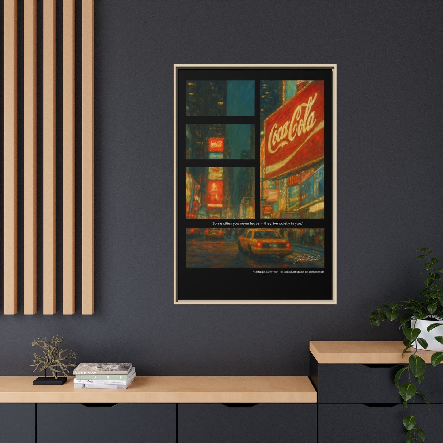 “Nostalgia, New York” – Reflections Collection Framed Matte Canvas Print | Inspiro Art Studio by John Rinaldo