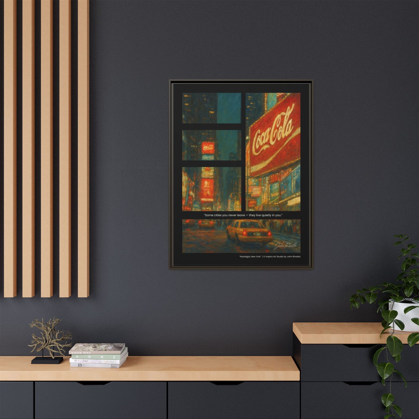“Nostalgia, New York” – Reflections Collection Framed Matte Canvas Print | Inspiro Art Studio by John Rinaldo