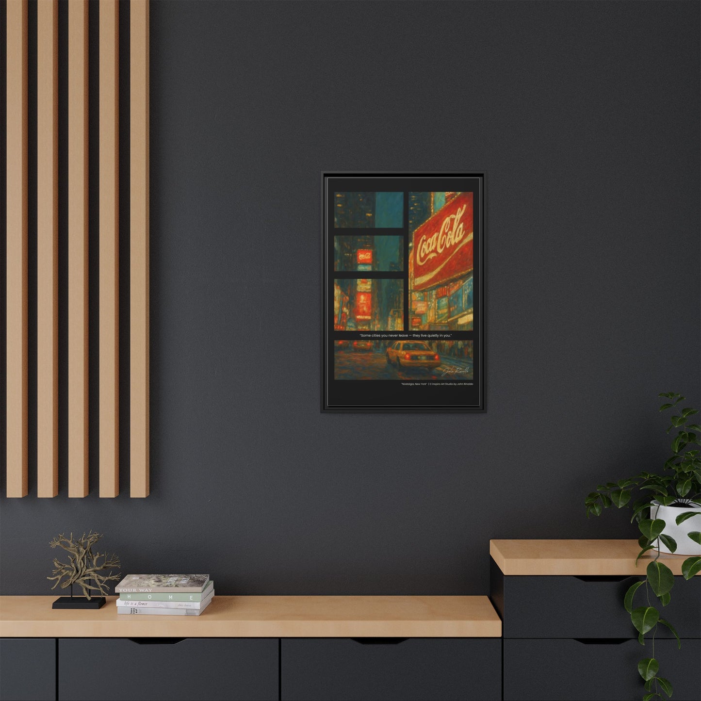 “Nostalgia, New York” – Reflections Collection Framed Matte Canvas Print | Inspiro Art Studio by John Rinaldo