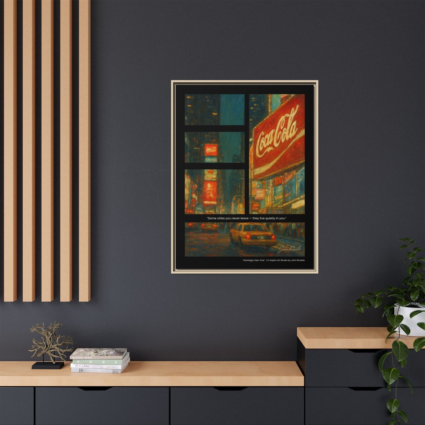“Nostalgia, New York” – Reflections Collection Framed Matte Canvas Print | Inspiro Art Studio by John Rinaldo
