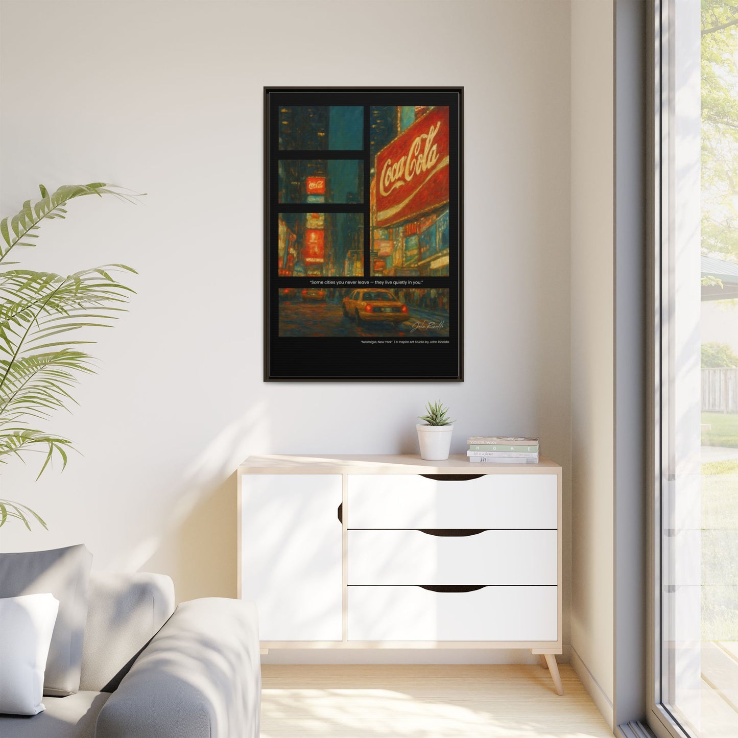 “Nostalgia, New York” – Reflections Collection Framed Matte Canvas Print | Inspiro Art Studio by John Rinaldo