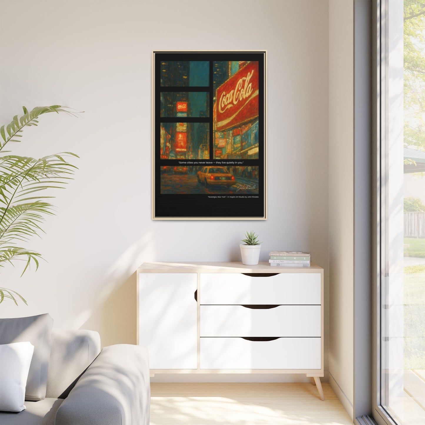 “Nostalgia, New York” – Reflections Collection Framed Matte Canvas Print | Inspiro Art Studio by John Rinaldo