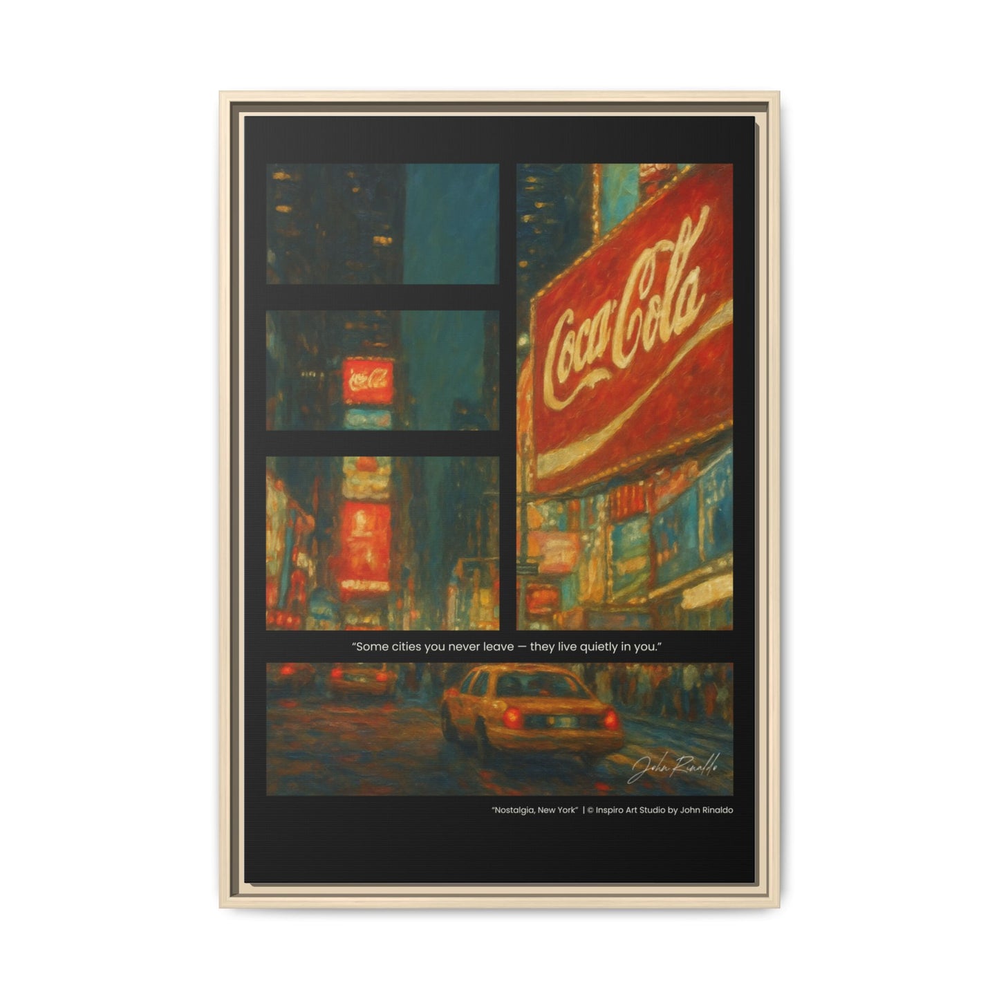 “Nostalgia, New York” – Reflections Collection Framed Matte Canvas Print | Inspiro Art Studio by John Rinaldo