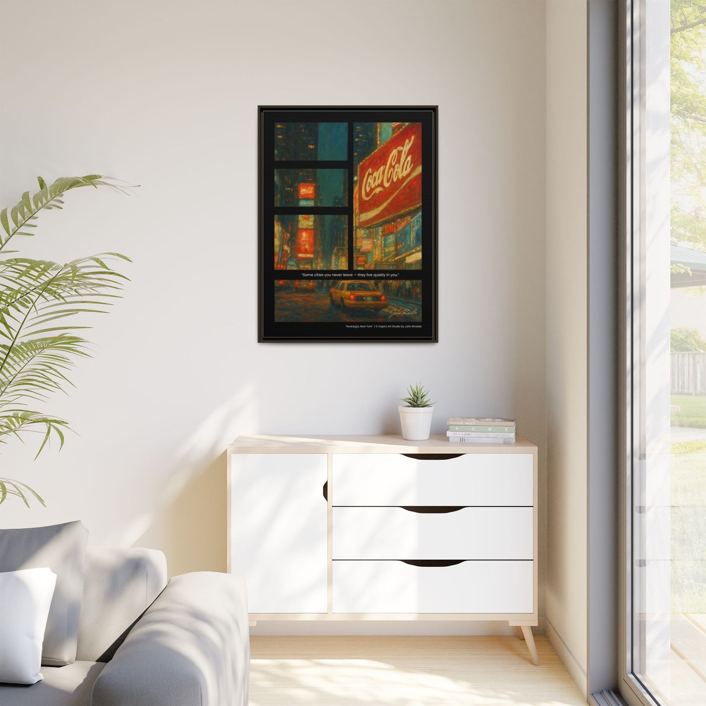 “Nostalgia, New York” – Reflections Collection Framed Matte Canvas Print | Inspiro Art Studio by John Rinaldo