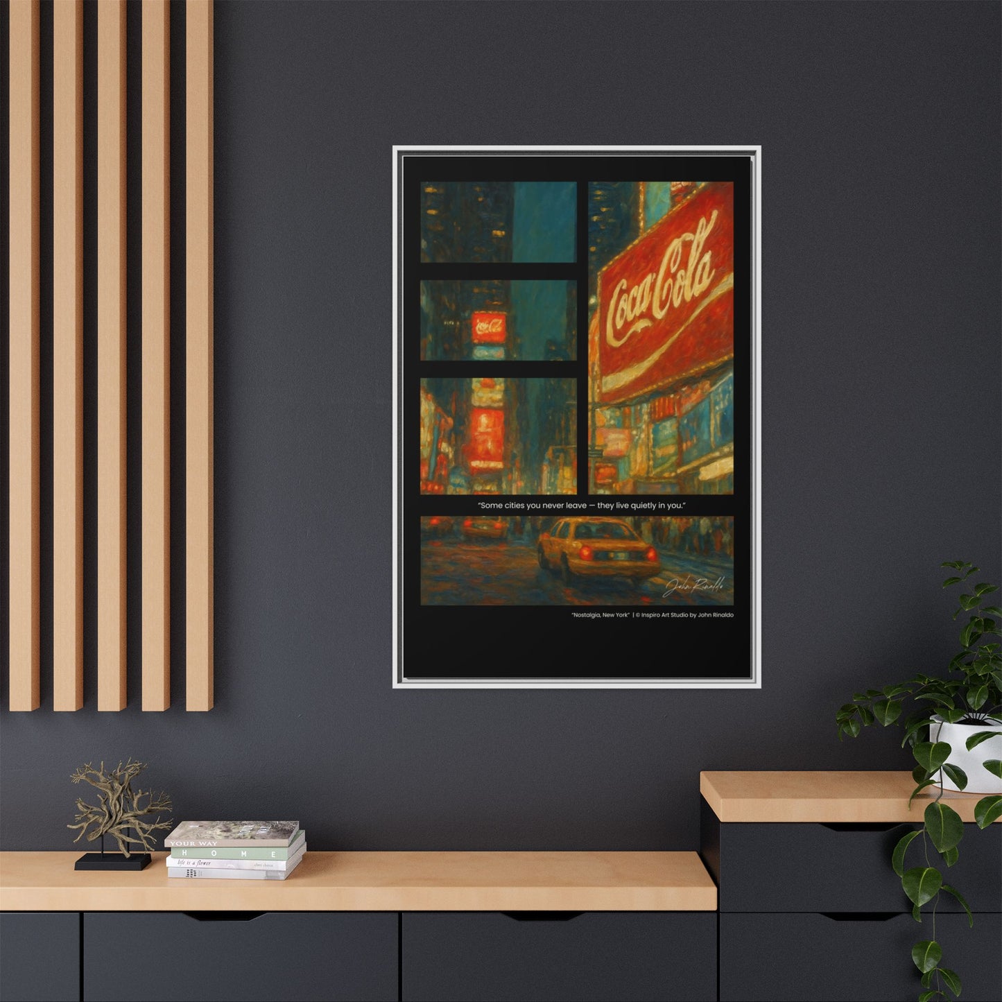 “Nostalgia, New York” – Reflections Collection Framed Matte Canvas Print | Inspiro Art Studio by John Rinaldo