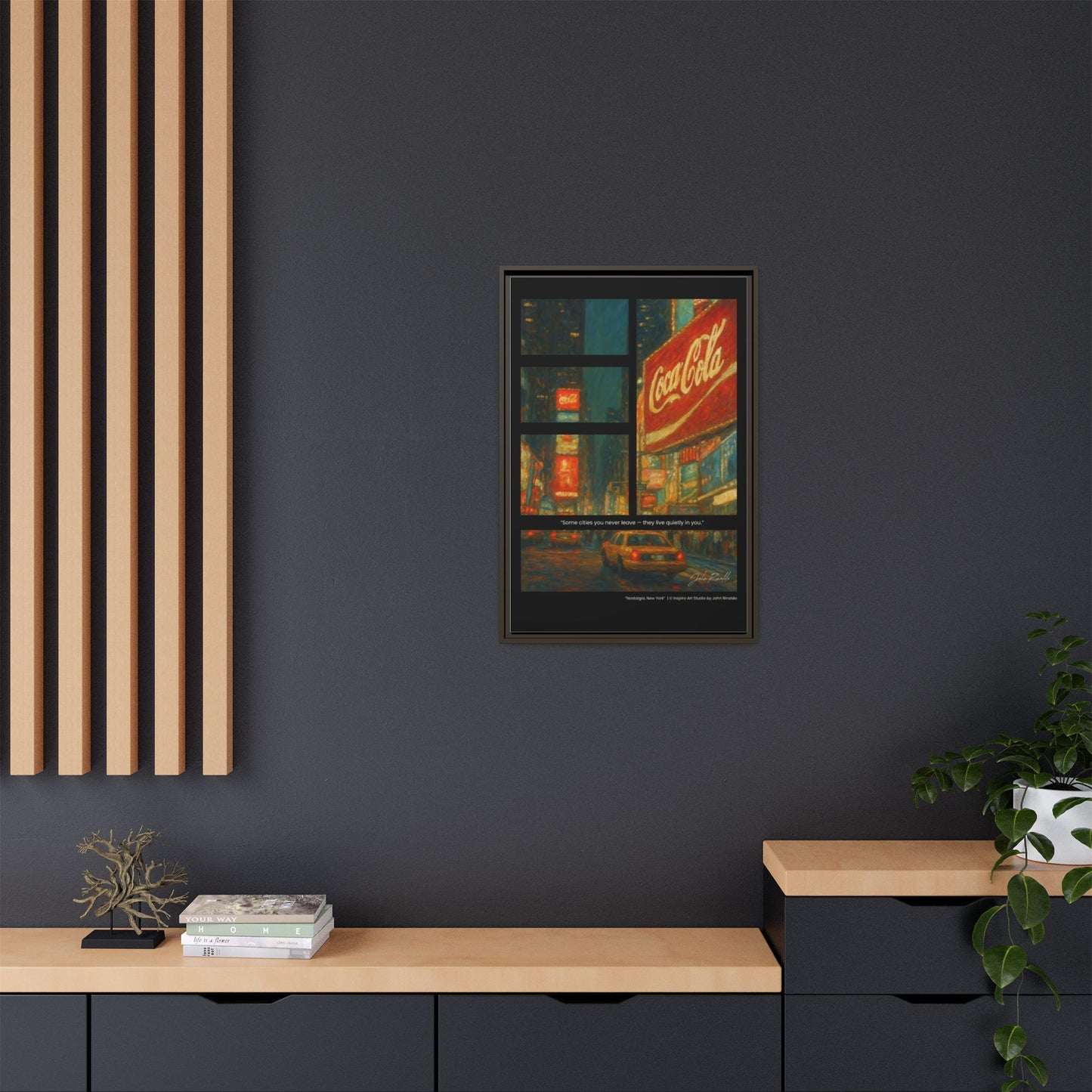 “Nostalgia, New York” – Reflections Collection Framed Matte Canvas Print | Inspiro Art Studio by John Rinaldo