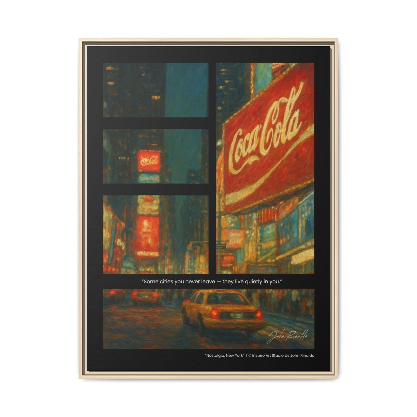 “Nostalgia, New York” – Reflections Collection Framed Matte Canvas Print | Inspiro Art Studio by John Rinaldo