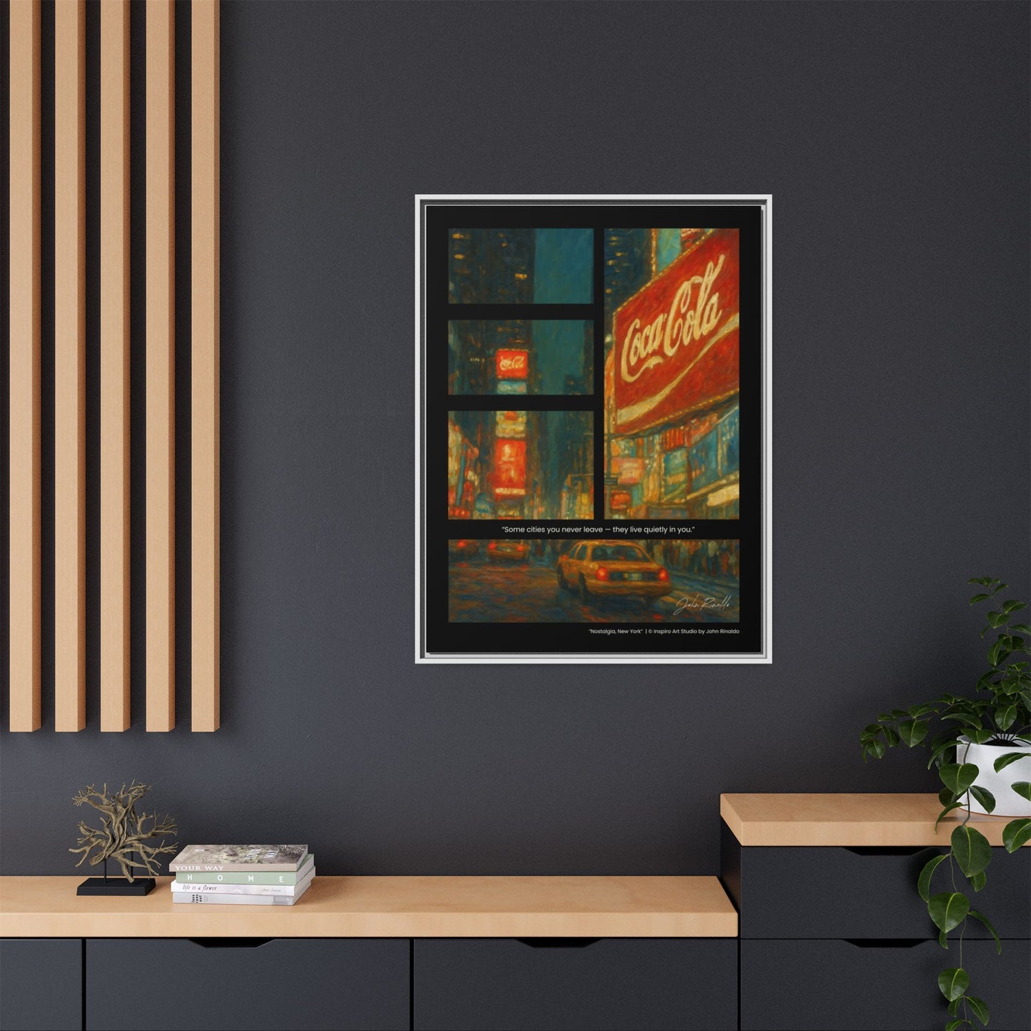 “Nostalgia, New York” – Reflections Collection Framed Matte Canvas Print | Inspiro Art Studio by John Rinaldo