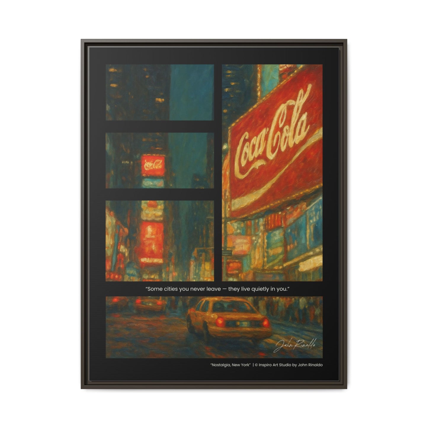 “Nostalgia, New York” – Reflections Collection Framed Matte Canvas Print | Inspiro Art Studio by John Rinaldo