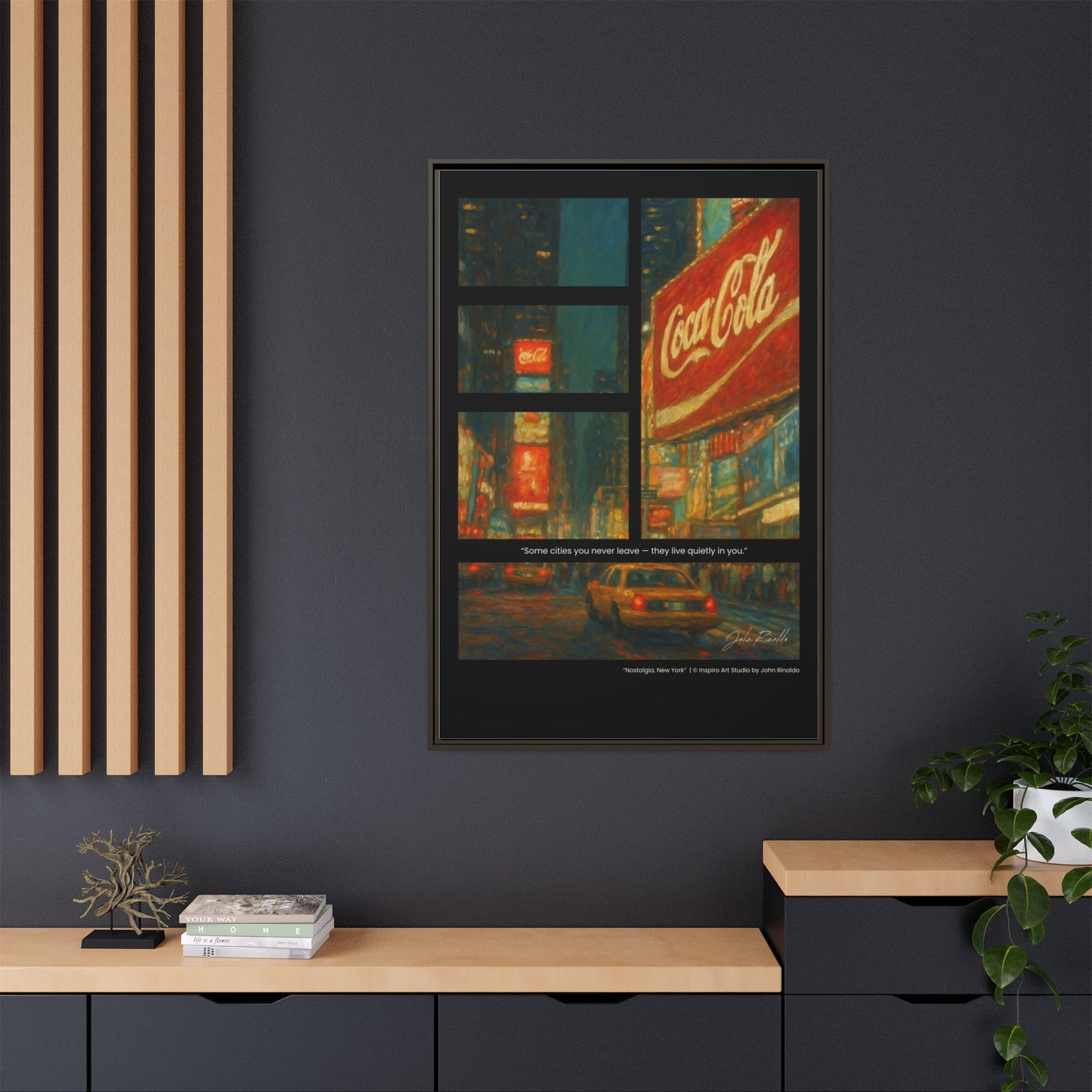“Nostalgia, New York” – Reflections Collection Framed Matte Canvas Print | Inspiro Art Studio by John Rinaldo
