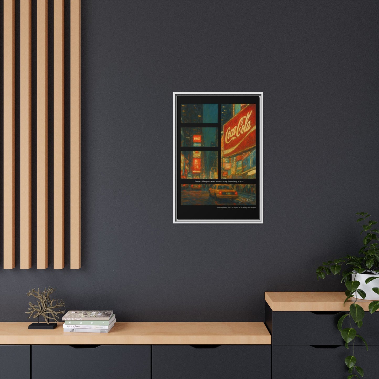 “Nostalgia, New York” – Reflections Collection Framed Matte Canvas Print | Inspiro Art Studio by John Rinaldo