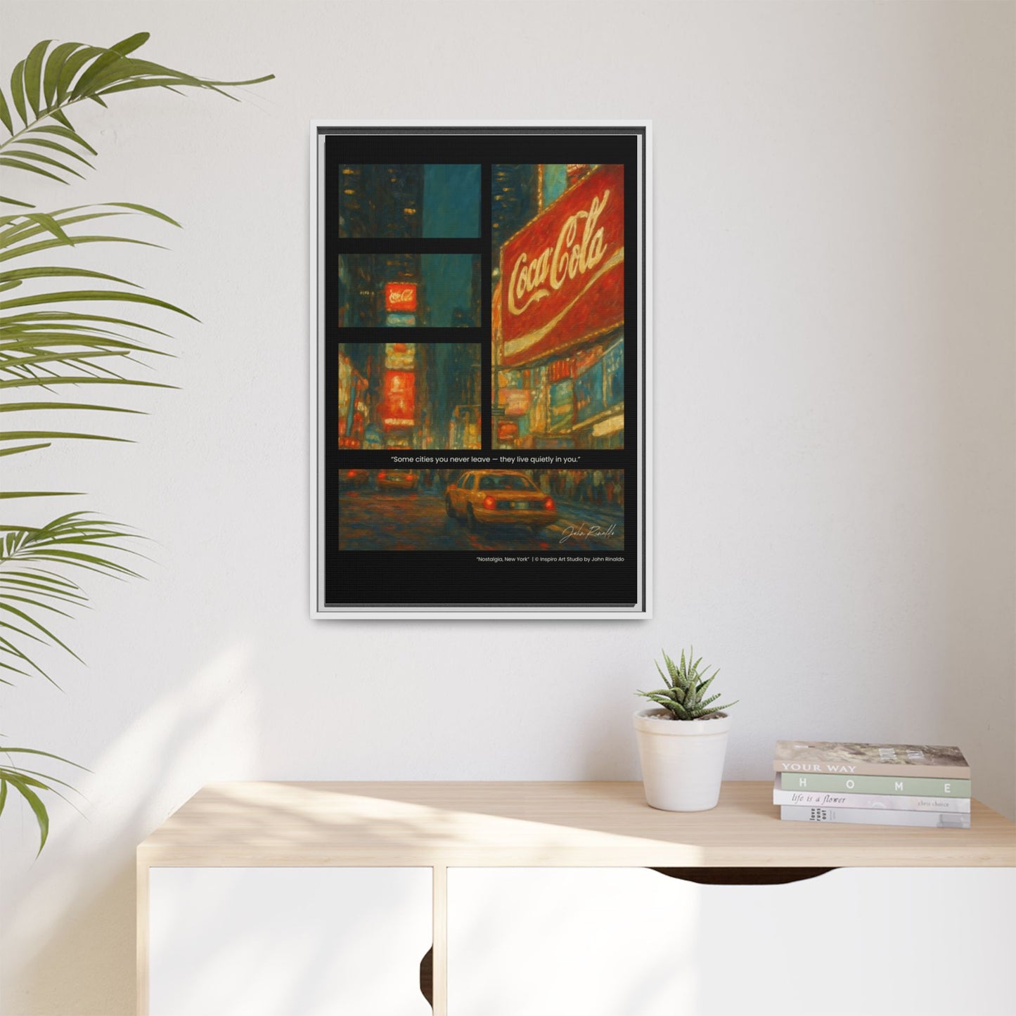“Nostalgia, New York” – Reflections Collection Framed Matte Canvas Print | Inspiro Art Studio by John Rinaldo