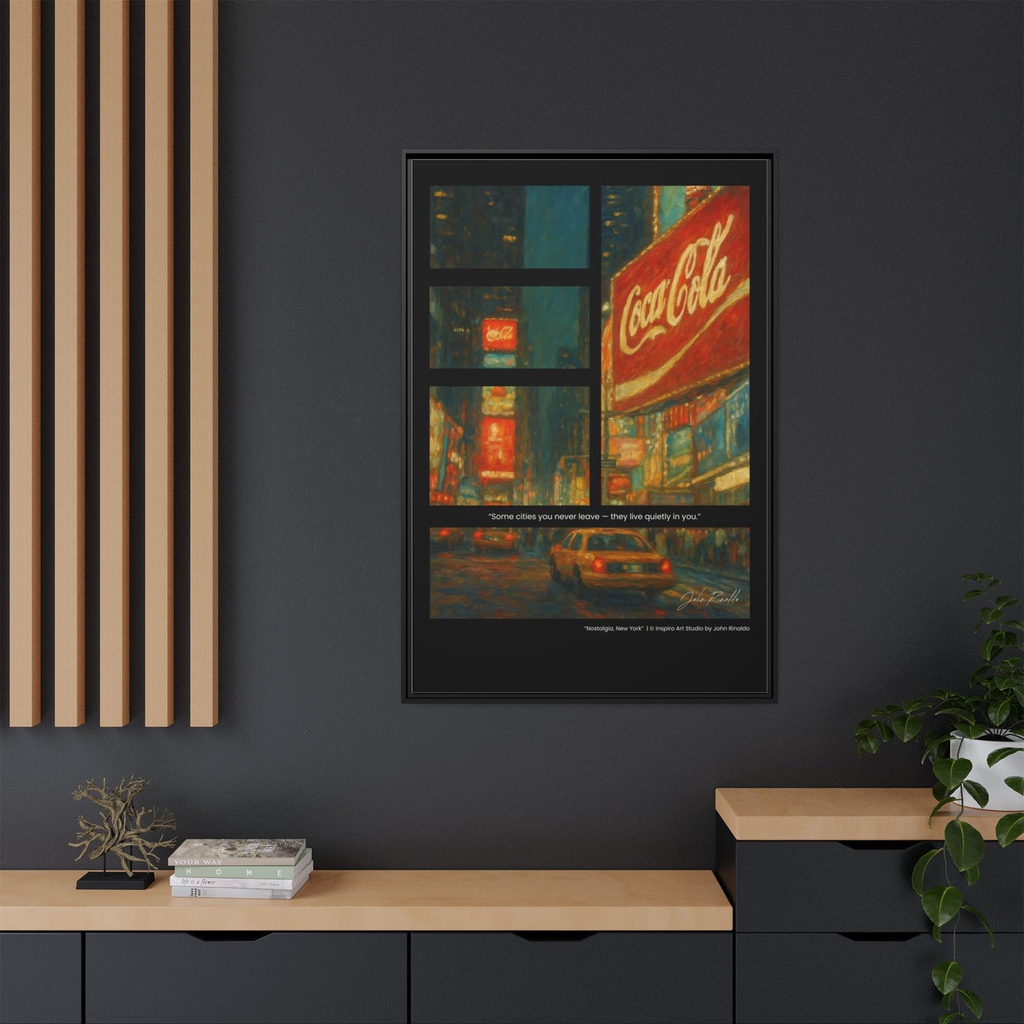 “Nostalgia, New York” – Reflections Collection Framed Matte Canvas Print | Inspiro Art Studio by John Rinaldo