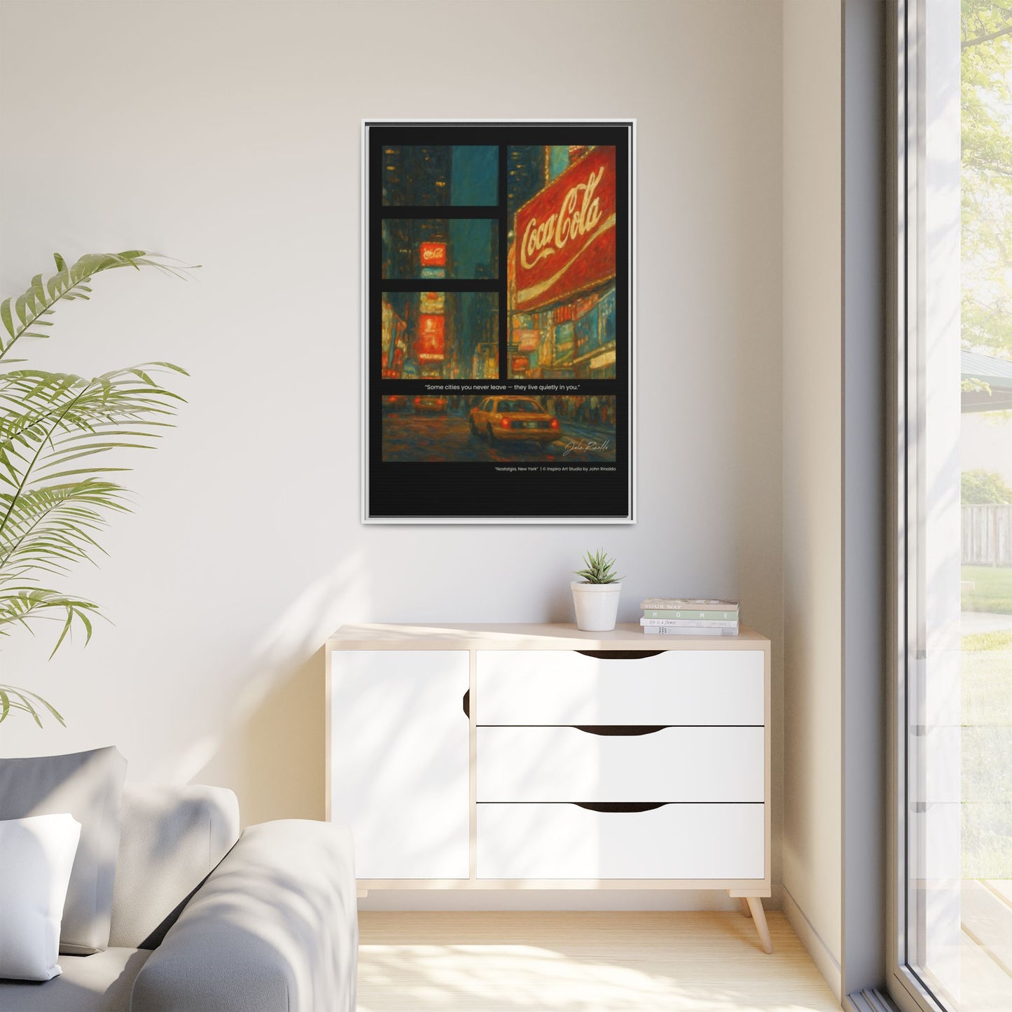 “Nostalgia, New York” – Reflections Collection Framed Matte Canvas Print | Inspiro Art Studio by John Rinaldo