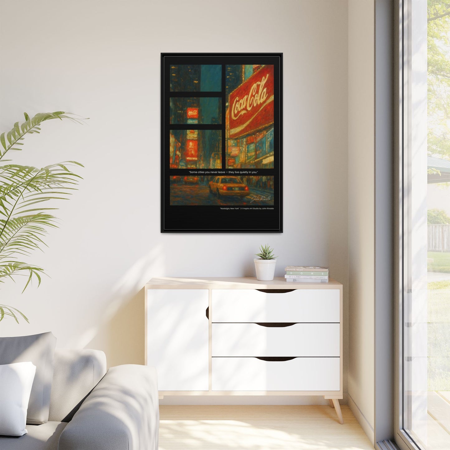 “Nostalgia, New York” – Reflections Collection Framed Matte Canvas Print | Inspiro Art Studio by John Rinaldo