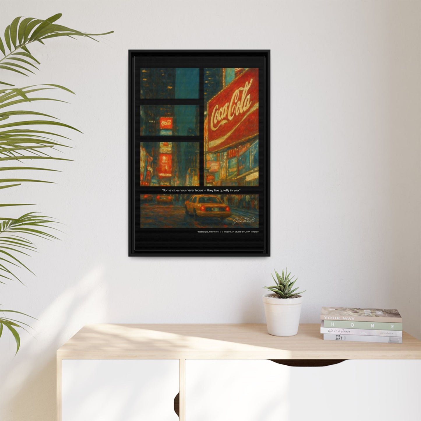 “Nostalgia, New York” – Reflections Collection Framed Matte Canvas Print | Inspiro Art Studio by John Rinaldo