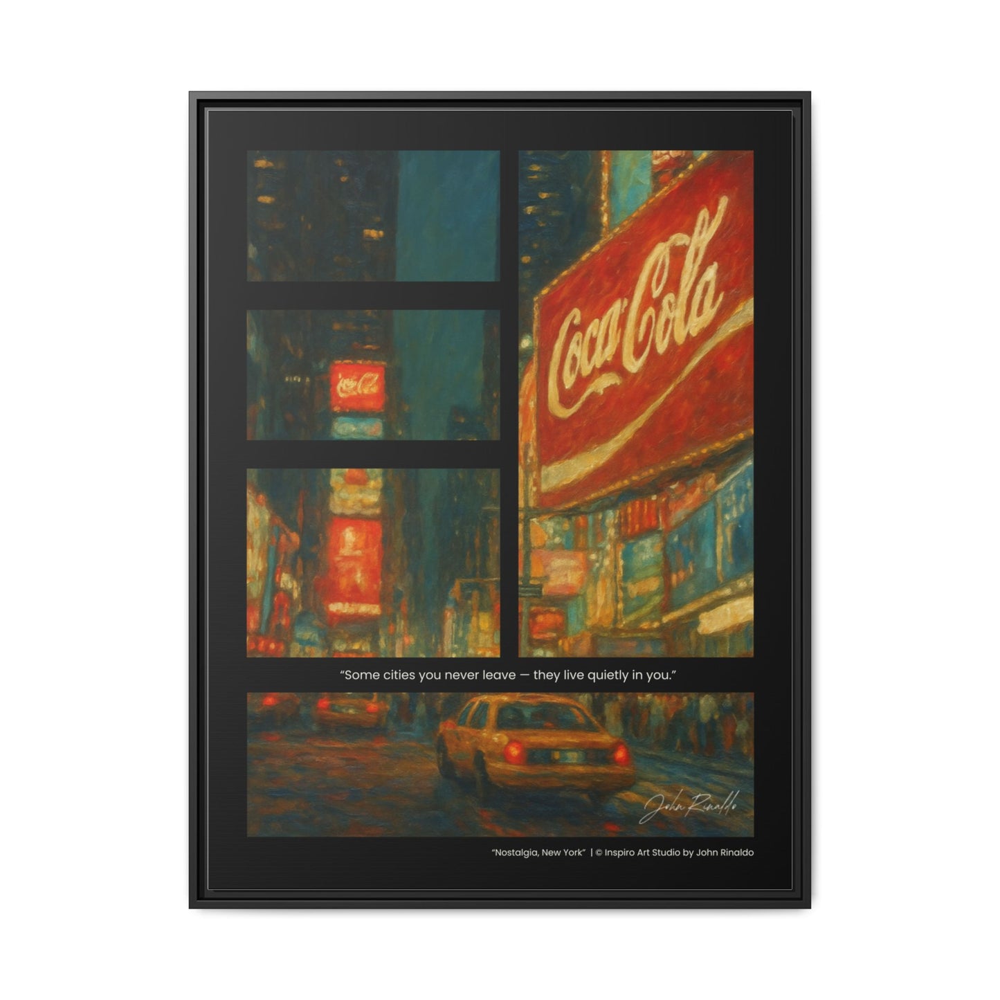 “Nostalgia, New York” – Reflections Collection Framed Matte Canvas Print | Inspiro Art Studio by John Rinaldo