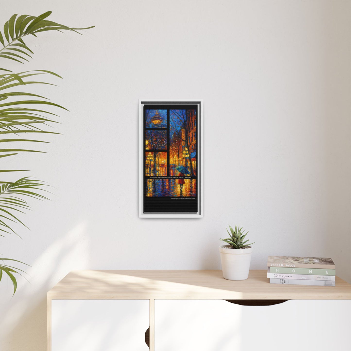 “Gastown Night” – Reflections Collection Framed Matte Canvas Print | Inspiro Art Studio by John Rinaldo