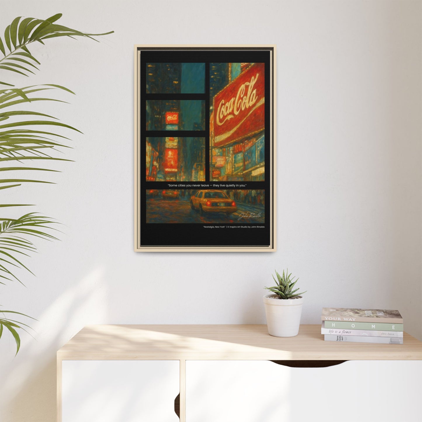 “Nostalgia, New York” – Reflections Collection Framed Matte Canvas Print | Inspiro Art Studio by John Rinaldo